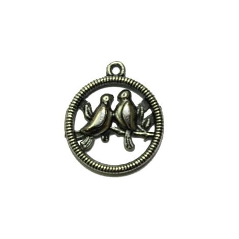 Zawieszka metalowa Charms ScrapBerry's Ptaki w Okręgu Srebro, 20mm